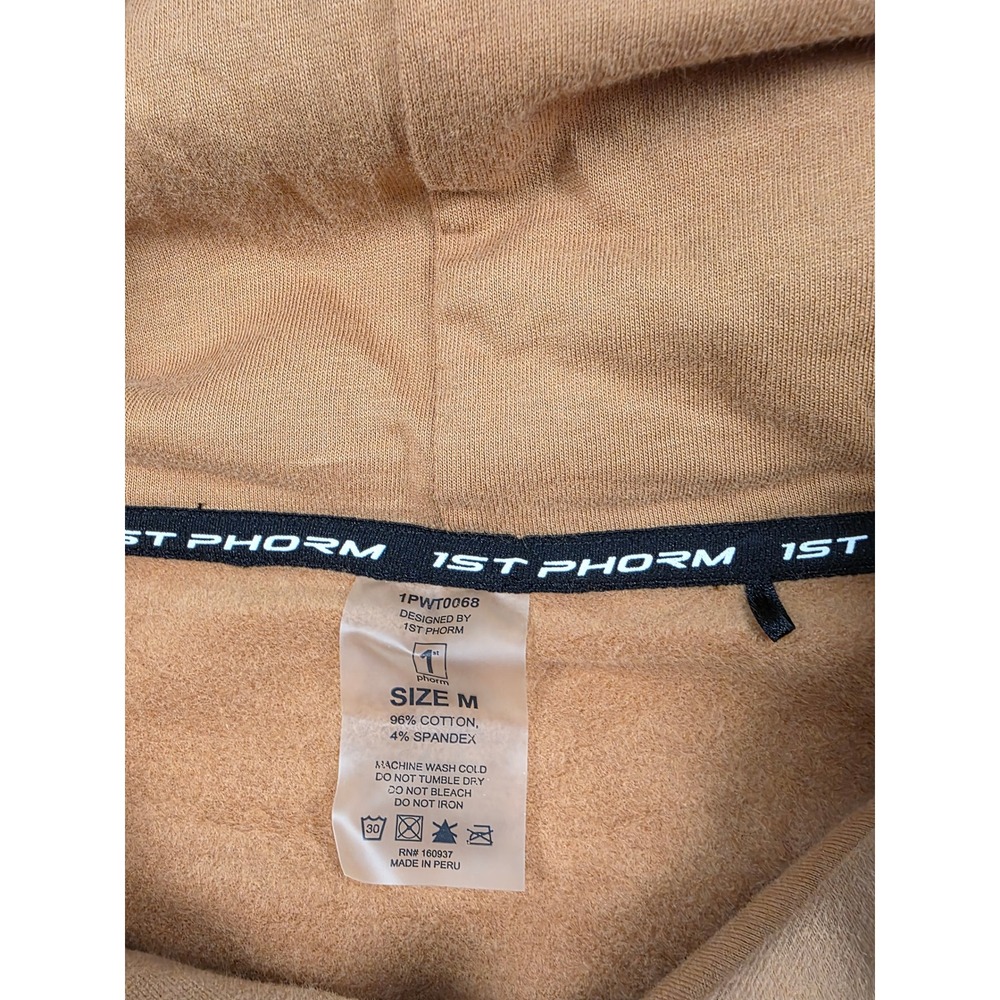 1st Phorm Hoodie Mens Medium Tan Pullover Gym Workout Athleisure gorpcore street - Picture 9 of 9